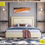 Lit capitonné - b114# - palazzo beige - 1.50m