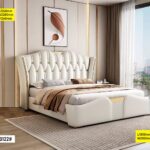 Lit capitonné - b122#-palazzo beige - 1.80m