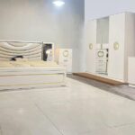 chambre à coucher - zs-105a - en bois laqué  blanc avec motifs dorés