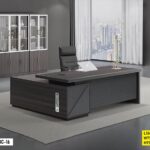 Table De bureau Exécutif En Bois Foncé; Gris
