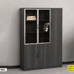 Armoire De Bureau Haute Noir Verre Et Bois