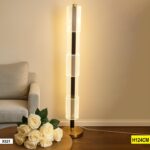 Abat-Jour Lampe Cylindre Doré À Segments Lumineux