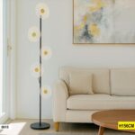 Abat-Jour Lampe Colonne Cercles Lumineux Noir