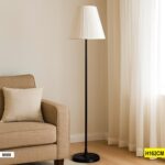 Abat-Jour Lampe Plissée Sur Pied Noir