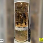 Vaisselier Beige Meuble Vitré Avec Porte Verres Suspendus Et Rangement Bas 200 Cm