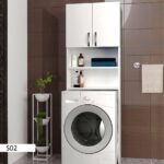 Meuble Machine À Laver Banos Armoire De Rangement Blanc 5 Compartiments