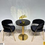 Ensemble Tête-À-Tête Noir Table Et Chaises Design 70X70 Cm