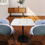 Ensemble Tête-À-Tête Bleu Table Et Chaises Design 80X80 Cm