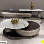Ensemble Meuble Tv + Table Basse Marron Beige Grand Format Moderne Et Élégant