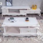 Ensemble Meuble Tv + Table Basse Beige Design Moderne Et Fonctionnel