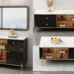 Ensemble Meuble Tv + Table Basse Noir Design Moderne Grand Format Avec Modules Assortis