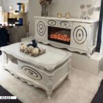Ensemble Console + Table Basse Beige Design Moderne Et Élégant Pour Salon Chic