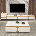 Ensemble Meuble Tv + Table Basse Beige – Pack Complet Design Moderne Avec Modules