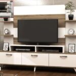 Table Tv Avec Étagère Blanc Noyer – Meuble Tv Design Moderne 180 Cm