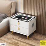 Table De Chevet Led Avec Bluetooth Et Chargeur – 2 Tiroirs Design Moderne