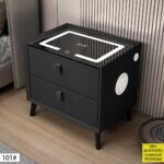 Table De Chevet Led Avec Bluetooth Et Chargeur – 2 Tiroirs Design Moderne – Image 2