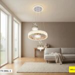 Lustre Suspendu Spirale À Anneau et Éléments Cristallins